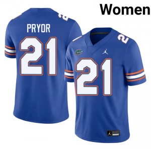 Evan Pryor #21 Gators Jersey | Iconic Royal College Football Women Stitch 61512372