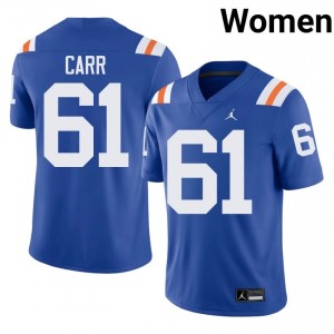 Officially Licensed G'Nivre Carr #61 Florida Gators Royal Alternate Jersey | Women University Football Embroidery Fan Gear 50683780