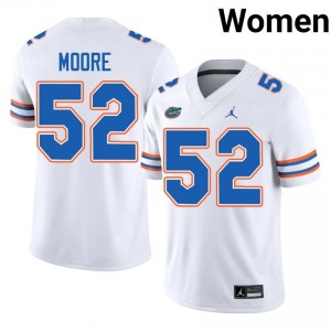 Florida Gators Harrison Moore #52 White Jersey | Pro Cut Embroidery NCAA Football Women Apparel 41621842