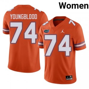#74 Jack Youngblood UF Gators Orange Jersey | Classic Stitched Women Player Football Gear 38048982
