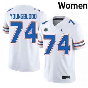 Florida Gators Jack Youngblood #74 White Jersey | Pro Cut Embroidery NCAA Football Women Apparel 39629089