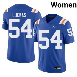 Elite Thread Javarii Luckas #54 Florida Gators Royal Alternate Jersey | Women University Football Embroidery Fan Gear 49127780