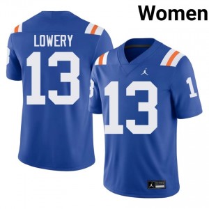 Elite Thread Jordy Lowery #13 Florida Gators Royal Alternate Jersey | Women University Football Embroidery Fan Gear 98953274