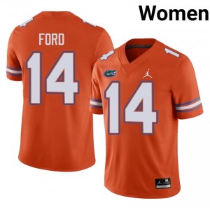 #14 KJ Ford UF Gators Orange Jersey | Elite Stitched Women Player Football Gear 83595895