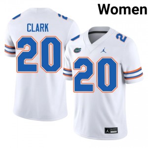 Florida Kanye Clark #20 White Jersey | Premium Embroidery NCAA Football Women Apparel 25333586