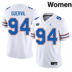 Florida Gators Kendall Guervil #94 White Jersey | Pro Cut Embroidery NCAA Football Women Apparel 48716832