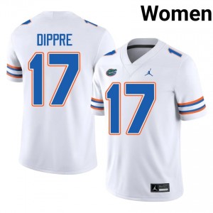 Florida Gators Lacota Dippre #17 White Jersey | Genuine Embroidery NCAA Football Women Apparel 15080197
