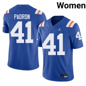 Durable Liam Padron #41 Florida Royal Alternate Jersey | Women University Football Embroidery Fan Gear 57547456