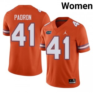 #41 Liam Padron UF Gators Orange Jersey | Classic Stitched Women Player Football Gear 28090014
