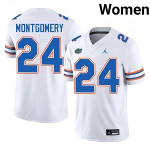 Florida Gators London Montgomery #24 White Jersey | Pro Cut Embroidery NCAA Football Women Apparel 32152583