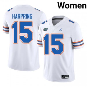 Florida Gators Luke Harpring #15 White Jersey | Pro Cut Embroidery NCAA Football Women Apparel 85385620