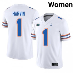 Florida Gators Percy Harvin #1 White Jersey | Pro Cut Embroidery NCAA Football Women Apparel 81022338