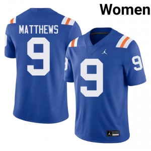 Top-Tier Shane Matthews #9 Florida Royal Alternate Jersey | Women University Football Embroidery Fan Gear 60519312