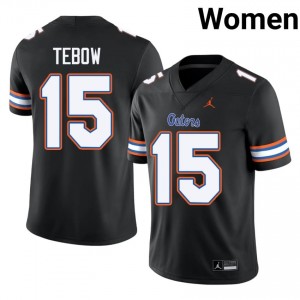 Black Tim Tebow #15 Gators Jersey | Women High School Football Moisture Wicking Stitch 78116011