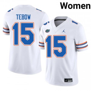 Florida Gators Tim Tebow #15 White Jersey | Pro Cut Embroidery NCAA Football Women Apparel 34453046