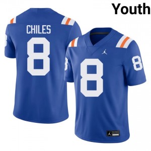 Officially Licensed Aaron Chiles #8 Gators Royal Alternate Jersey | Youth University Football Stitch Fan Gear 44781312
