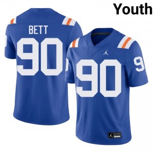 Officially Licensed Brendan Bett #90 Gators Royal Alternate Jersey | Youth University Football Stitch Fan Gear 86551569