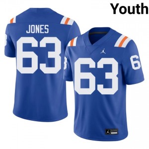 Officially Licensed Caden Jones #63 Gators Royal Alternate Jersey | Youth University Football Stitch Fan Gear 19316337