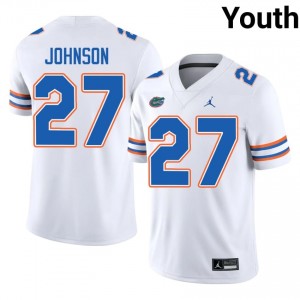 Gators Dijon Johnson #27 White Jersey | Pro Cut Stitch NCAA Football Youth Apparel 44929538