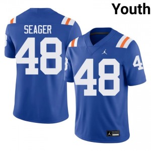 Elite Thread Erich Seager #48 Gators Royal Alternate Jersey | Youth University Football Stitch Fan Gear 71976616