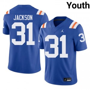 Officially Licensed Evan Jackson #31 Gators Royal Alternate Jersey | Youth University Football Stitch Fan Gear 96301434