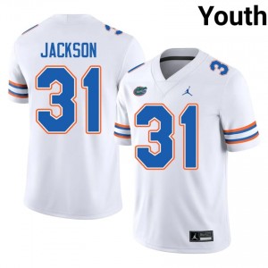 Gators Evan Jackson #31 White Jersey | Essential Swen NCAA Football Youth Apparel 95724296