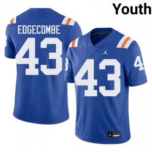 Officially Licensed Jaden Edgecombe #43 Gators Royal Alternate Jersey | Youth University Football Stitch Fan Gear 35345487