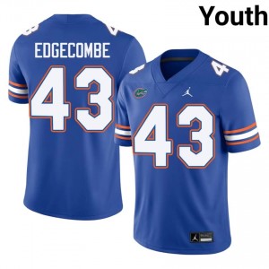 Jaden Edgecombe #43 Florida Gators Jersey | Iconic Royal College Football Youth Stitched 18458556