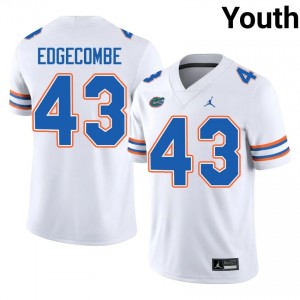 Gators Jaden Edgecombe #43 White Jersey | Essential Swen NCAA Football Youth Apparel 60681129