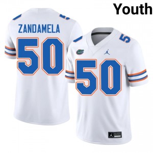 Gators Jason Zandamela #50 White Jersey | Pro Cut Stitch NCAA Football Youth Apparel 78650752