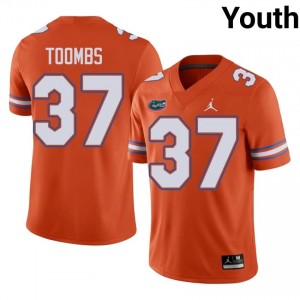 #37 Javion Toombs Florida Gators Orange Jersey | Alumni Embroidery Youth Player Football Gear 71863562