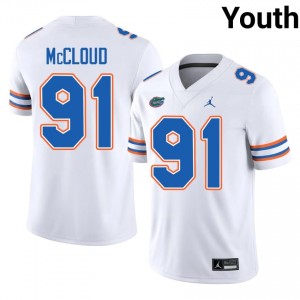 Gators Jeramiah McCloud #91 White Jersey | Pro Cut Stitch NCAA Football Youth Apparel 41487120