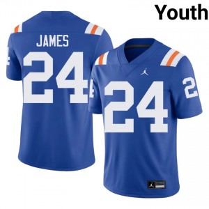 Elite Thread Kamran James #24 Gators Royal Alternate Jersey | Youth University Football Stitch Fan Gear 34198983