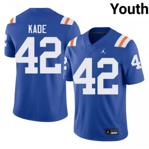 Elite Thread Matthew Kade #42 Gators Royal Alternate Jersey | Youth University Football Stitch Fan Gear 56734375