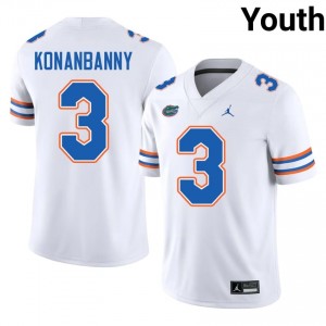 Gators Onis Konanbanny #3 White Jersey | Pro Cut Stitch NCAA Football Youth Apparel 41181194