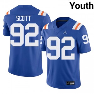 Elite Thread Sebastian Scott #92 Gators Royal Alternate Jersey | Youth University Football Stitch Fan Gear 63467569