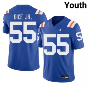 Officially Licensed TJ Dice Jr. #55 Gators Royal Alternate Jersey | Youth University Football Stitch Fan Gear 96557490