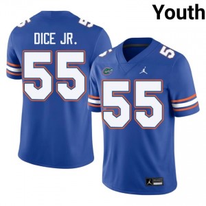 TJ Dice Jr. #55 Florida Gators Jersey | Iconic Royal College Football Youth Stitched 38436199