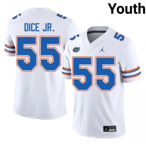 Gators TJ Dice Jr. #55 White Jersey | Essential Swen NCAA Football Youth Apparel 13061660