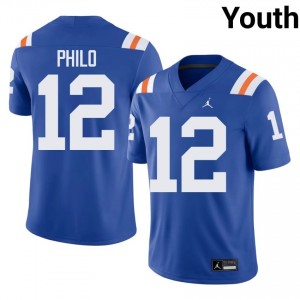 Officially Licensed Aaron Philo #12 Gators Royal Alternate Jersey | Youth University Football Stitch Fan Gear 39493838