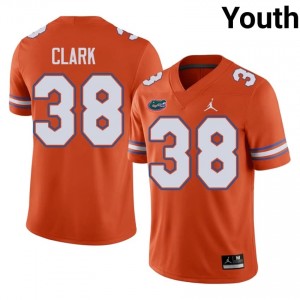 #38 Alec Clark Florida Gators Orange Jersey | Authentic Embroidery Youth Player Football Gear 36807145