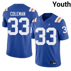 Top-Tier DJ Coleman #33 Gators Royal Alternate Jersey | Youth University Football Swen Fan Gear 99218592