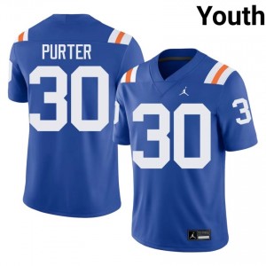 Elite Thread Dylan Purter #30 Gators Royal Alternate Jersey | Youth University Football Stitch Fan Gear 16720240