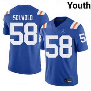 Elite Thread Hunter Solwold #58 Gators Royal Alternate Jersey | Youth University Football Stitch Fan Gear 21944347