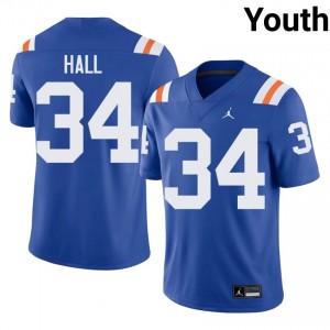 Officially Licensed Kaiden Hall #34 Gators Royal Alternate Jersey | Youth University Football Stitch Fan Gear 73221336