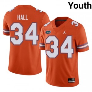 #34 Kaiden Hall Florida Gators Orange Jersey | Alumni Embroidery Youth Player Football Gear 90842338