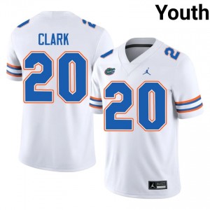 Gators Kanye Clark #20 White Jersey | Pro Cut Stitch NCAA Football Youth Apparel 63532304