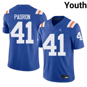 Officially Licensed Liam Padron #41 Gators Royal Alternate Jersey | Youth University Football Stitch Fan Gear 29702910