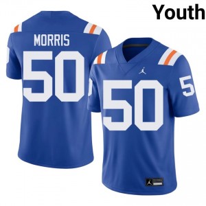 Elite Thread Malik Morris #50 Gators Royal Alternate Jersey | Youth University Football Stitch Fan Gear 58113569