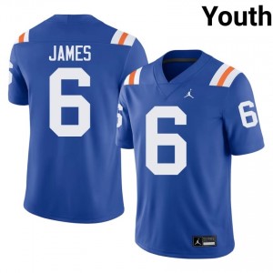 Elite Thread Shemar James #6 Gators Royal Alternate Jersey | Youth University Football Stitch Fan Gear 31374415